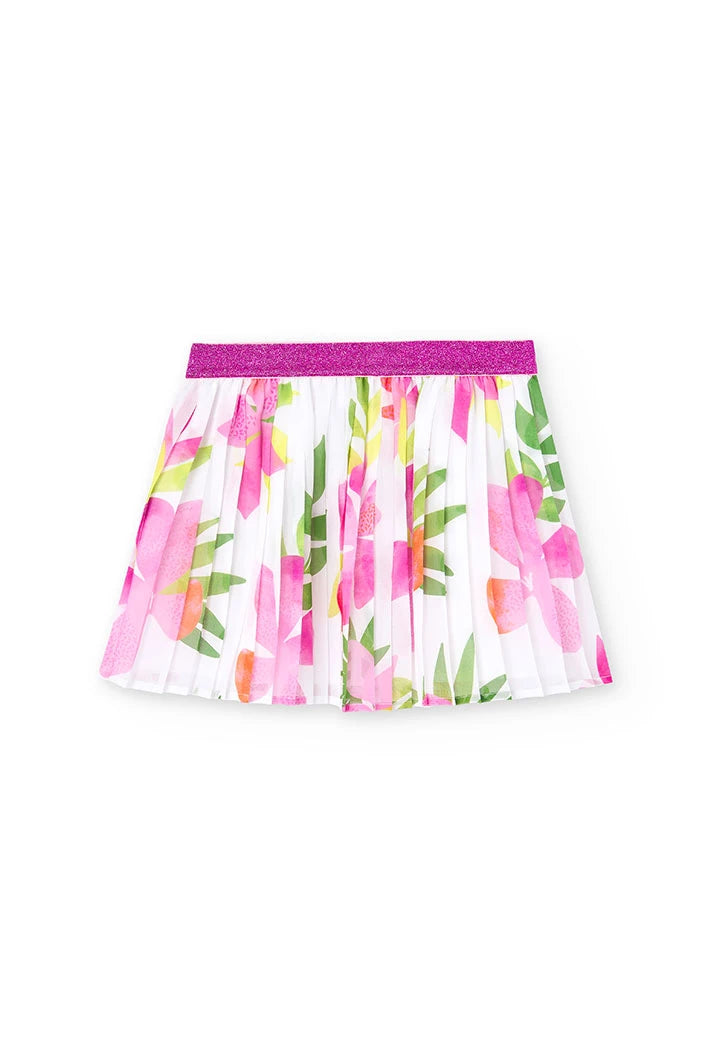 Gonna in chiffon plissettata da bambina stampata