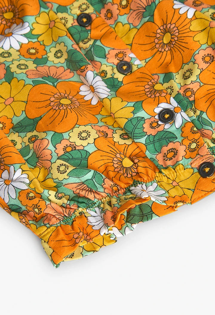Maglietta in jersey stampa a fiori da bambina