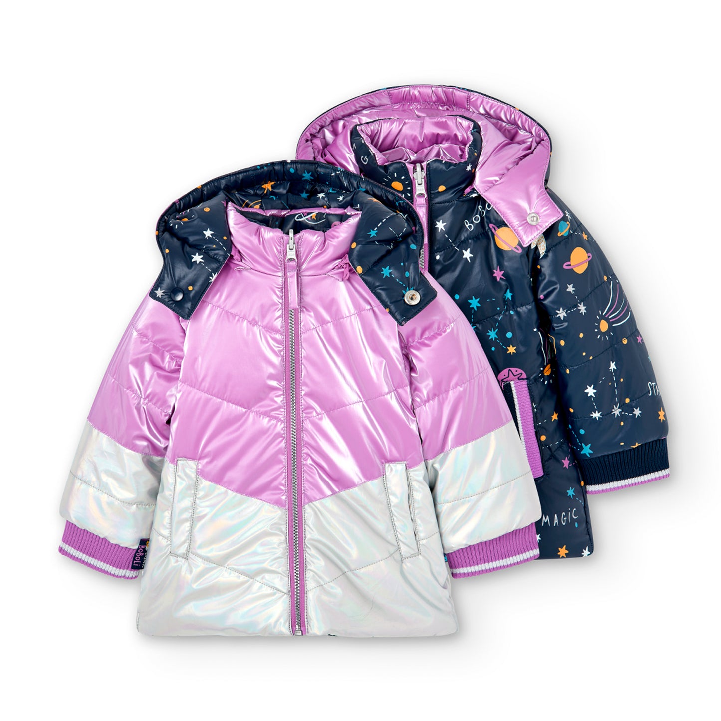 Parka reversibile double face tessuto tecnico bambina