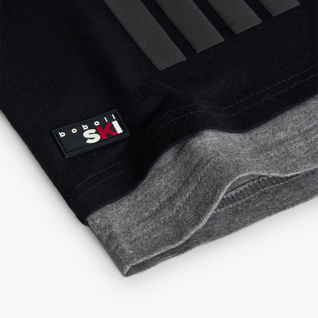 Maglietta bambino stampa Snowboard 100% cotone cappuccio nero