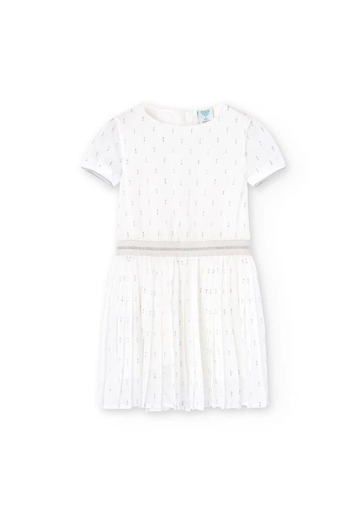 Vestito in chiffon fantasia da bambina bianco