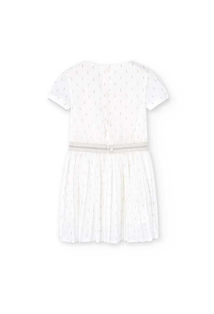 Vestito in chiffon fantasia da bambina bianco