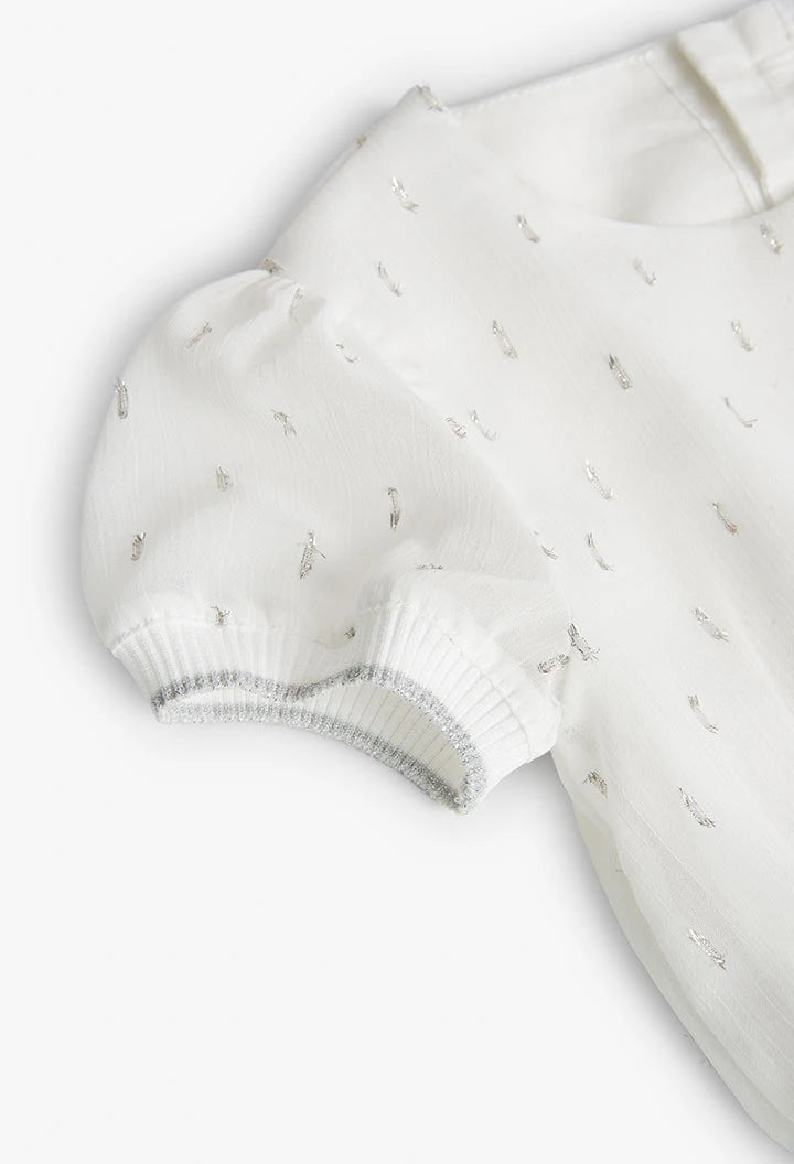 Vestito in chiffon fantasia da bambina bianco