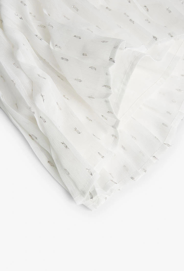 Vestito in chiffon fantasia da bambina bianco