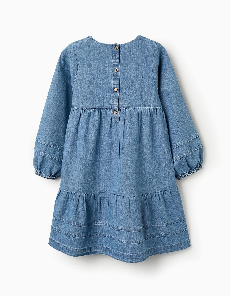 Vestito in denim con ricamo per bambina, blu