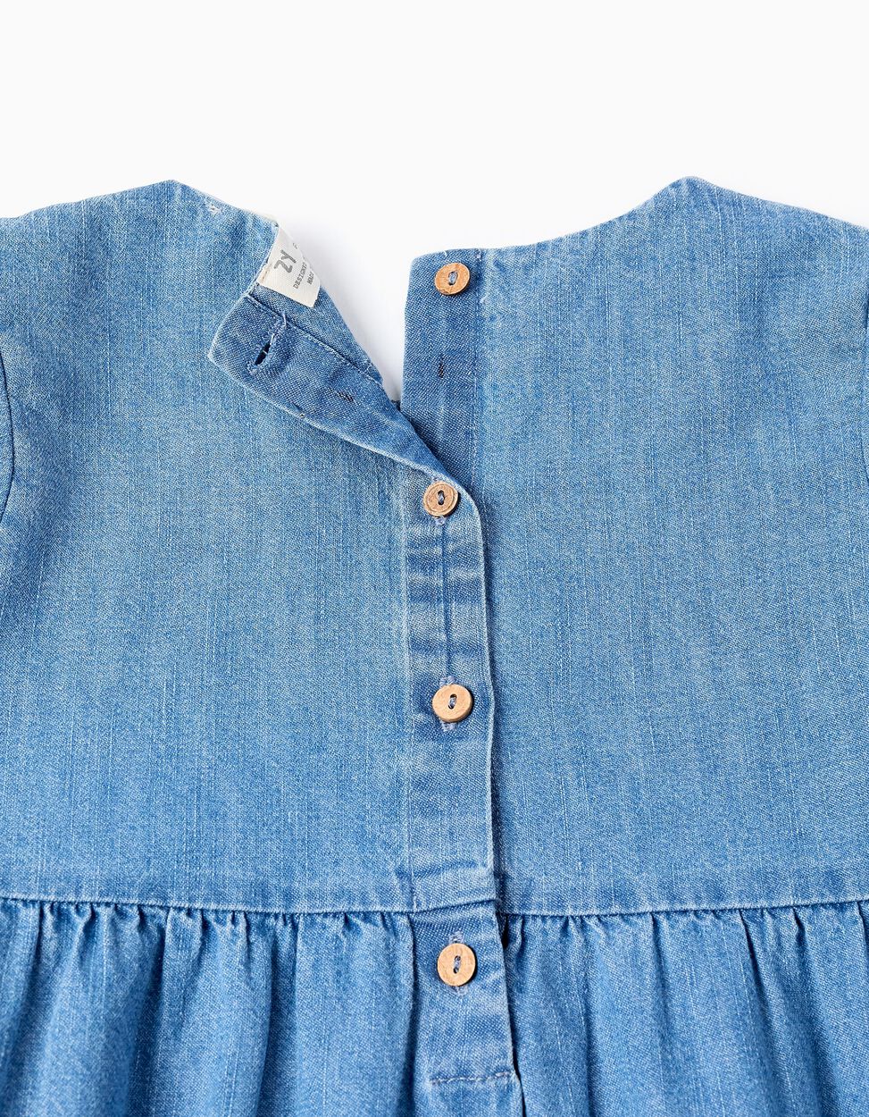 Vestito in denim con ricamo per bambina, blu