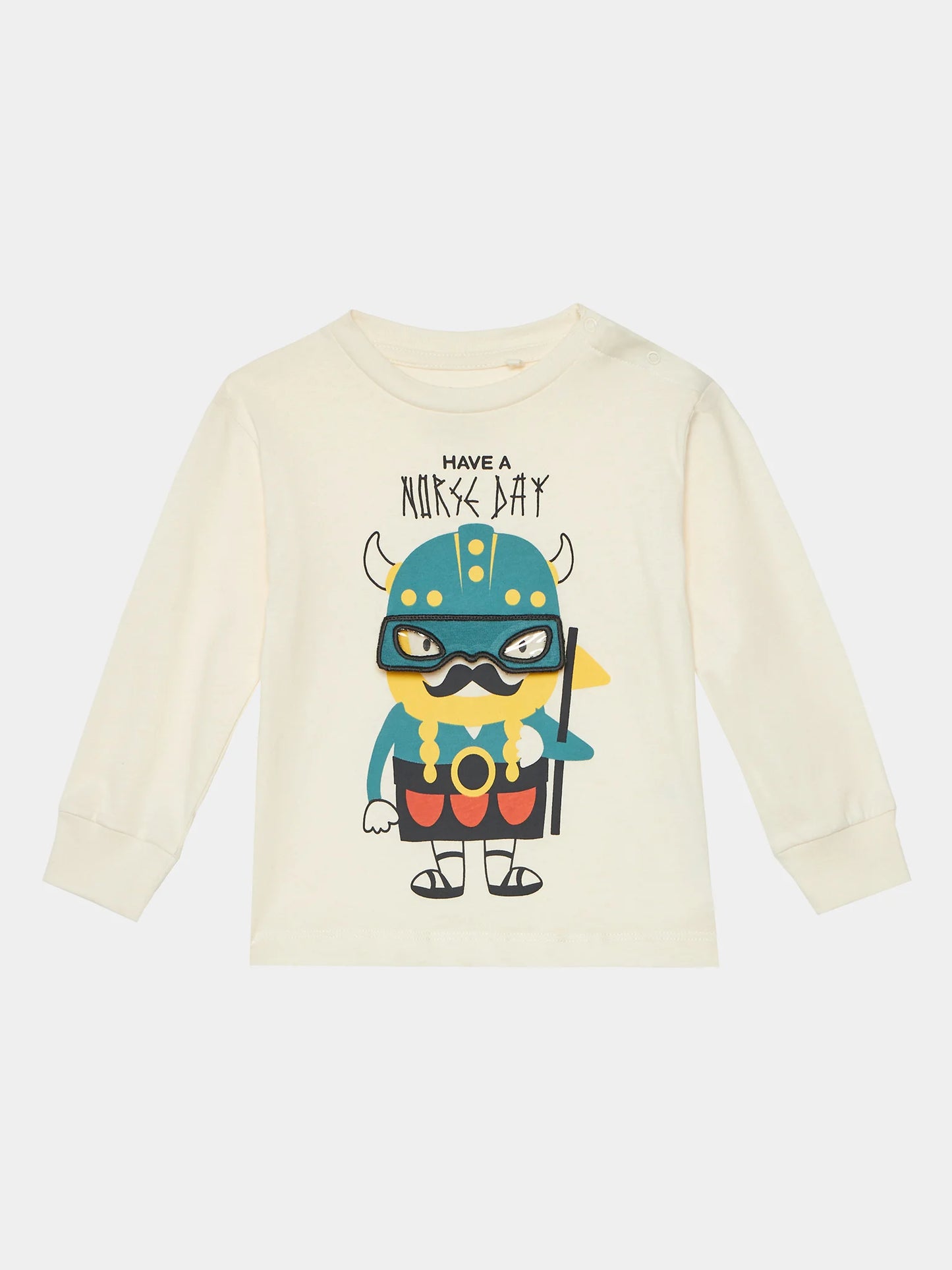 Maglietta neonato cotone "Vichingo" bianca