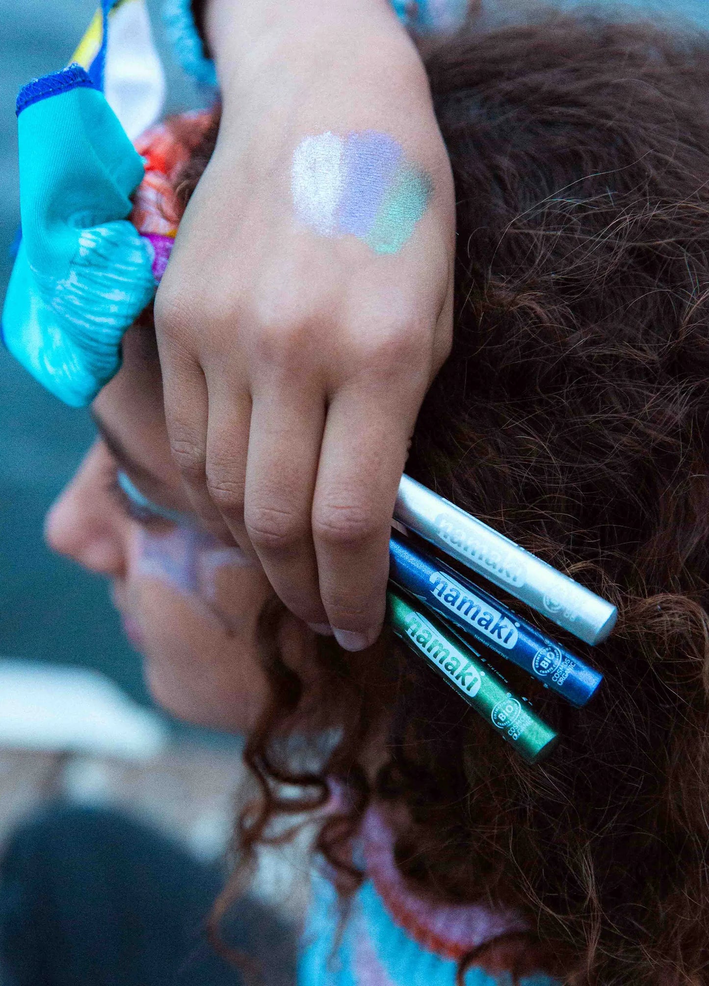 Matite per il trucco glitterate Jumbo - Viola-Argento-Verde