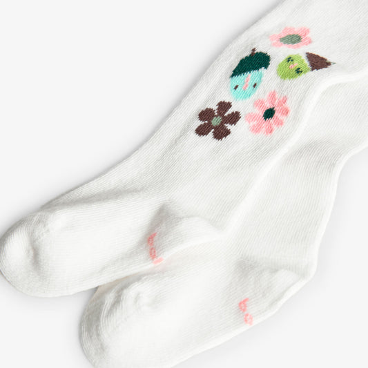 Calzamaglia collant neonata in maglia rosa con fiori