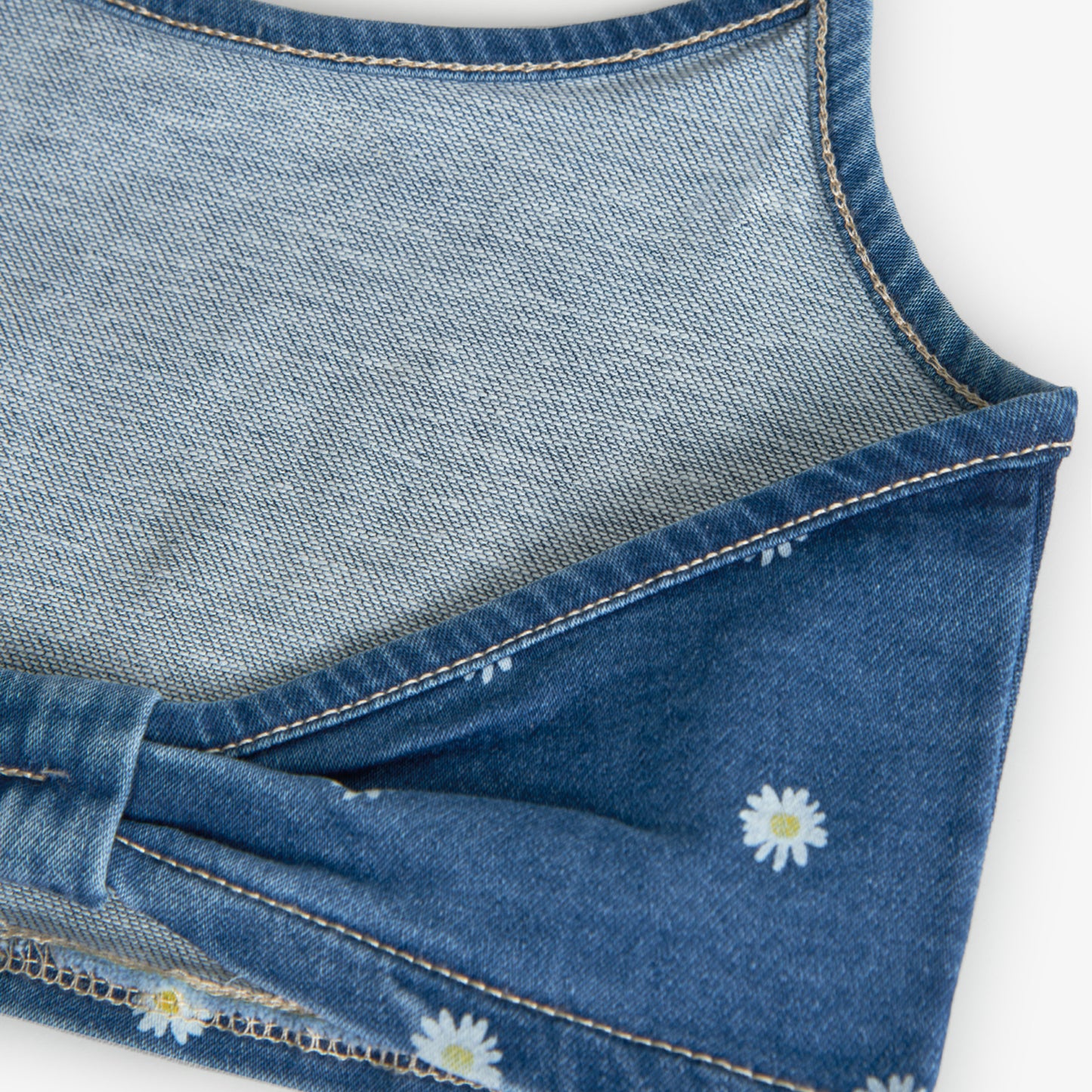Top denim in jersey da bambina blu