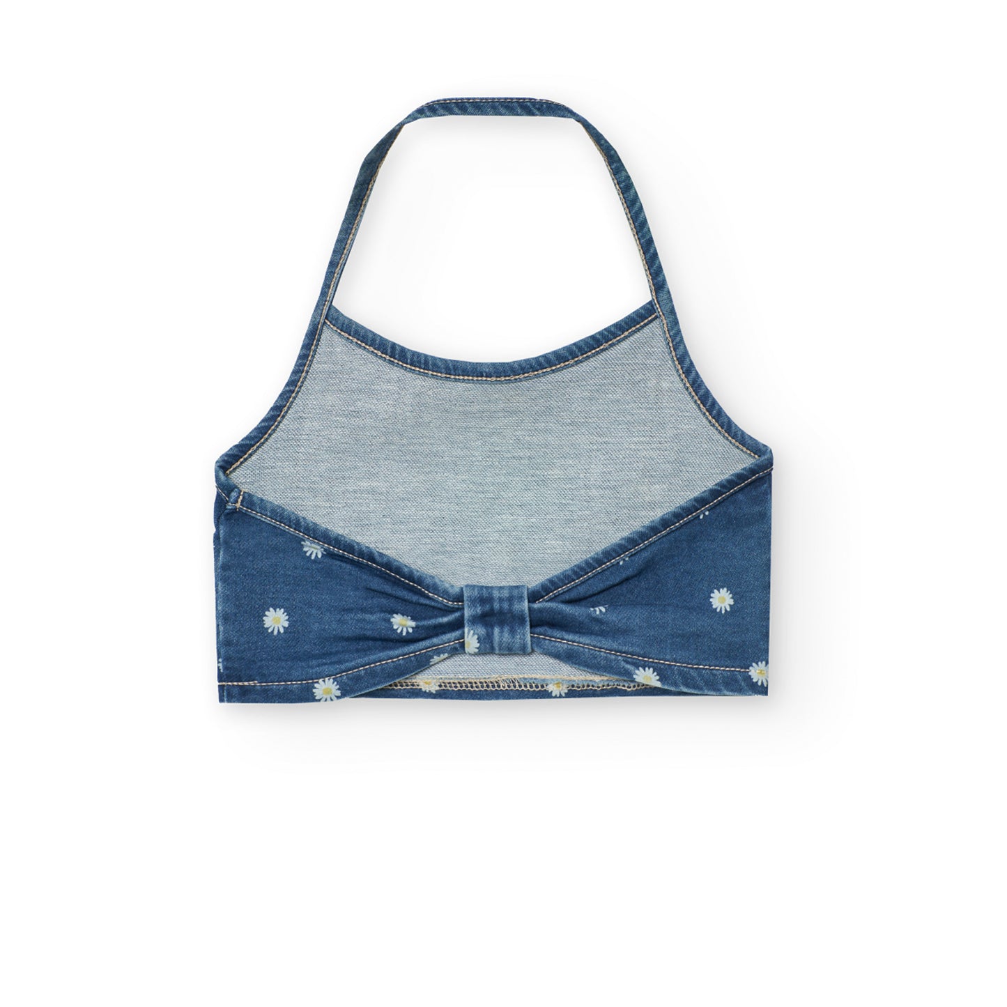 Top denim in jersey da bambina blu