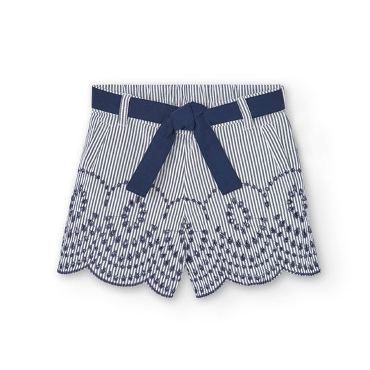 Pantaloncini in popeline a strisce da bambina