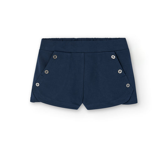 Pantaloncini felpati elasticizzati da bambina blu marino