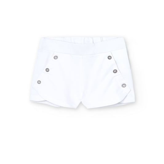 Pantaloncini felpati elasticizzati da bambina bianchi