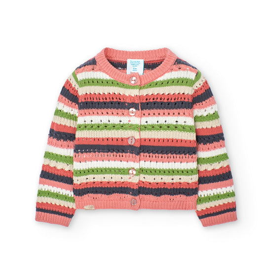 Giacca in tricot da bambina color salmone