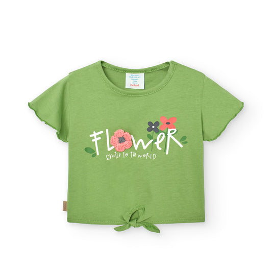 Maglietta in jersey verde bambina