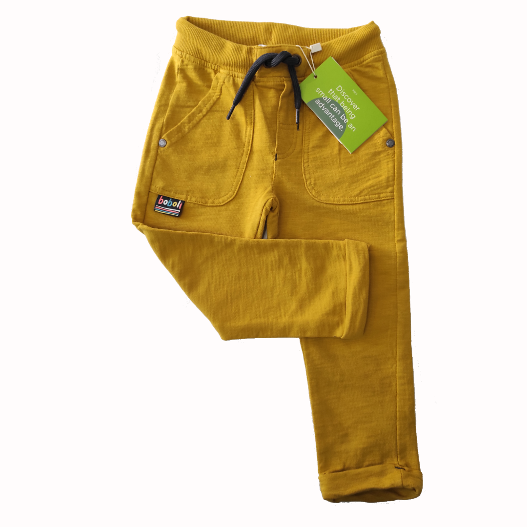 Pantaloni cotone bambino giallo ocra