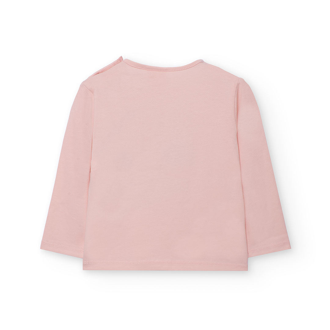 Maglietta bambina 100% cotone rosa fiori