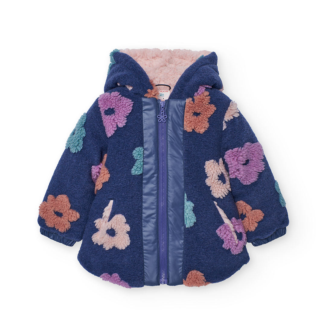 Cappotto reversibile bambina viola con fiori