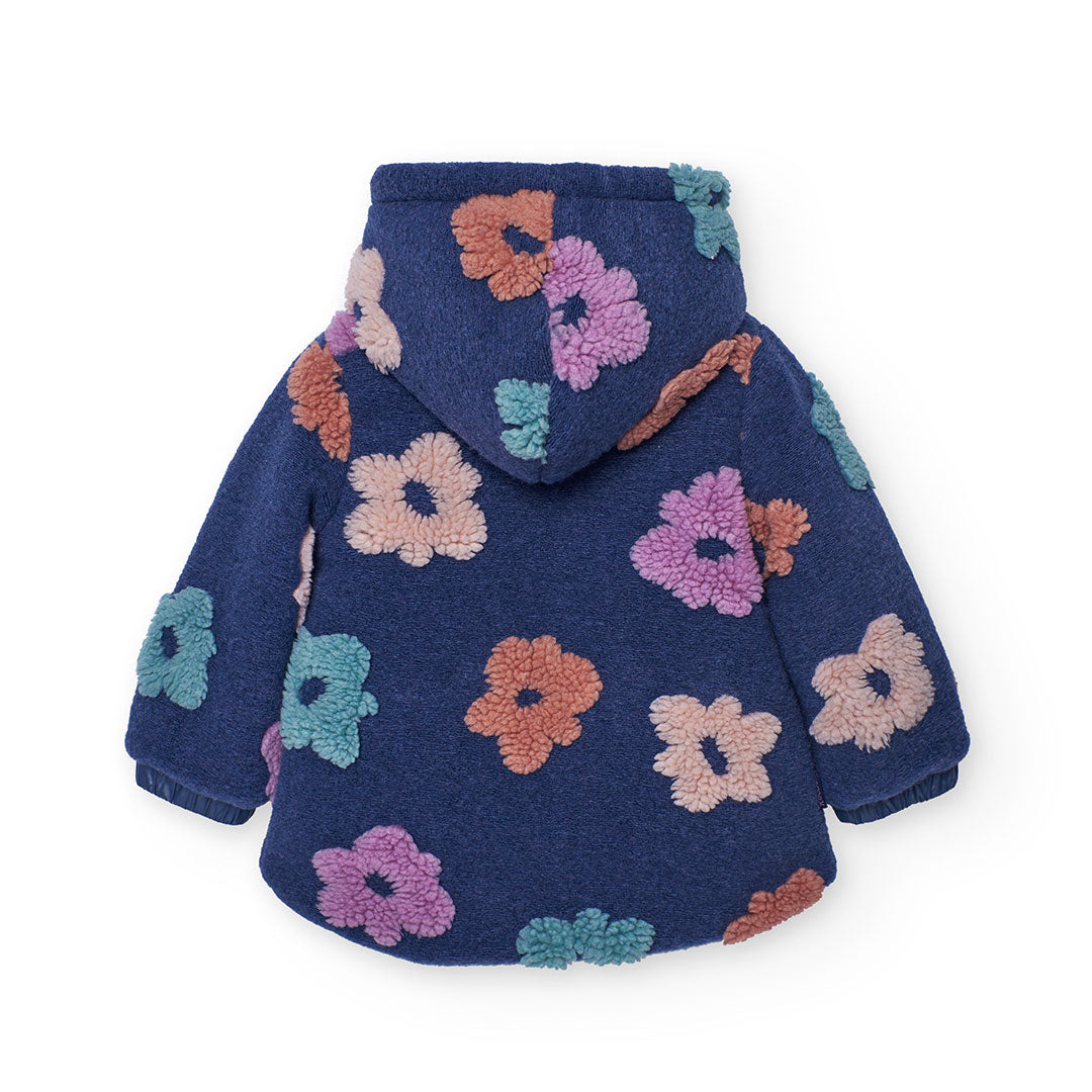 Cappotto reversibile bambina viola con fiori