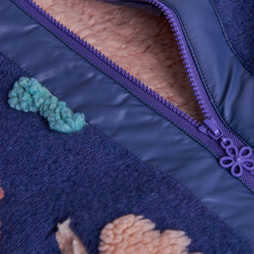 Cappotto reversibile bambina viola con fiori