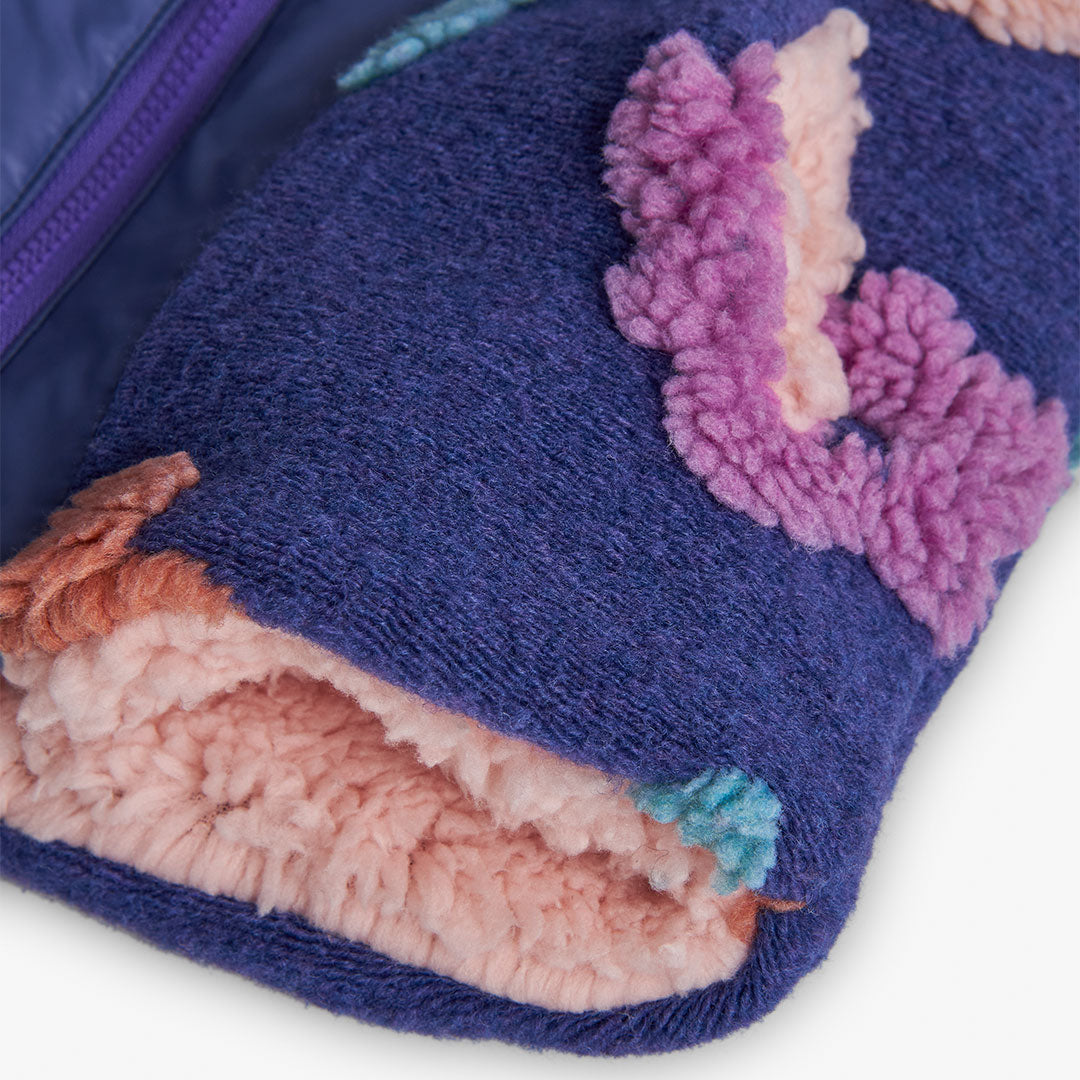 Cappotto reversibile bambina viola con fiori