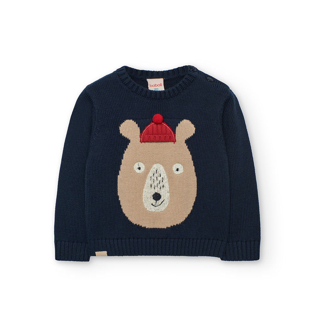 Maglione bambino in maglia blu navy