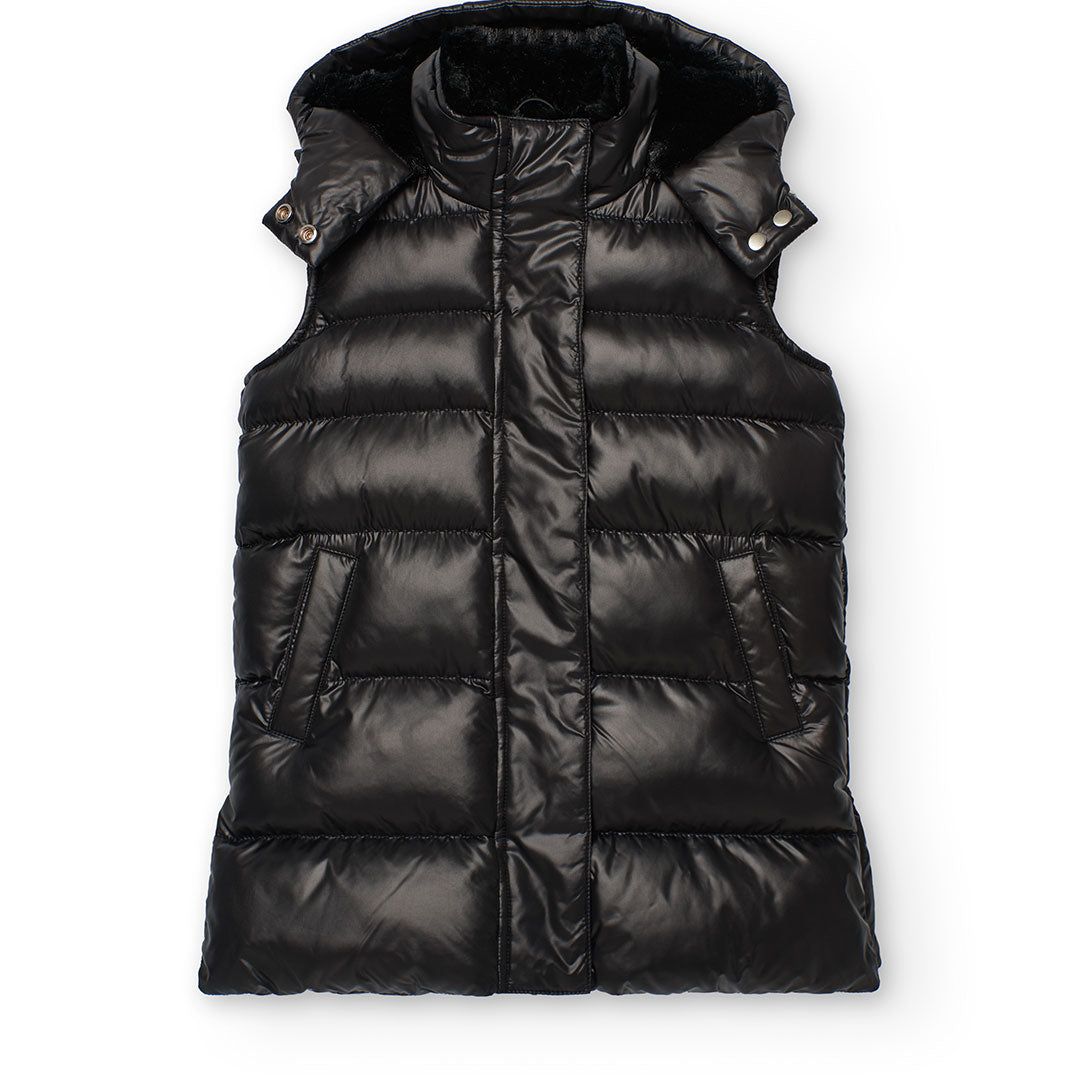 Gilet bambina tessuto tecnico nero