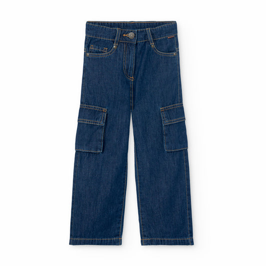 Pantaloni denim per bambina in blu