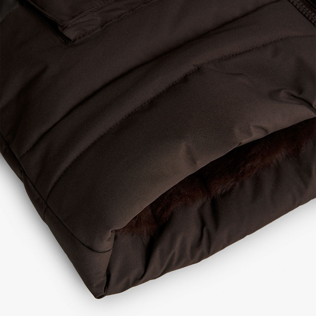 Parka bambina tessuto tecnico marrone
