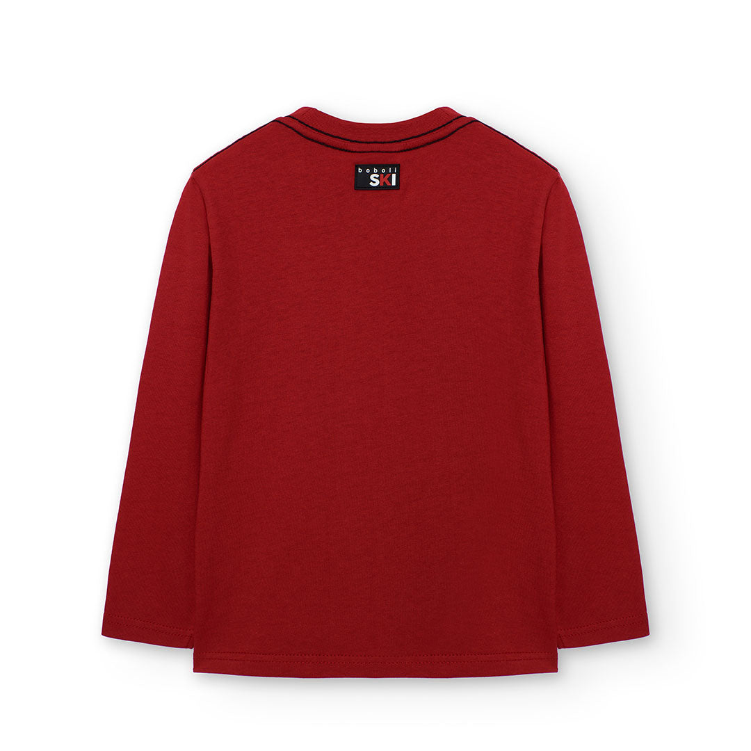 Maglietta bambino in cotone rosso "snow"