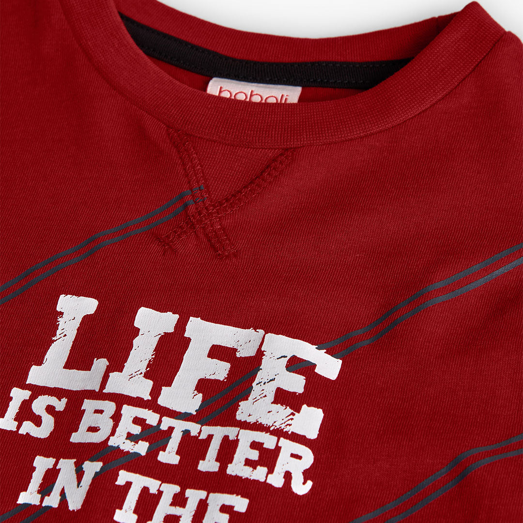 Maglietta bambino in cotone rosso "snow"