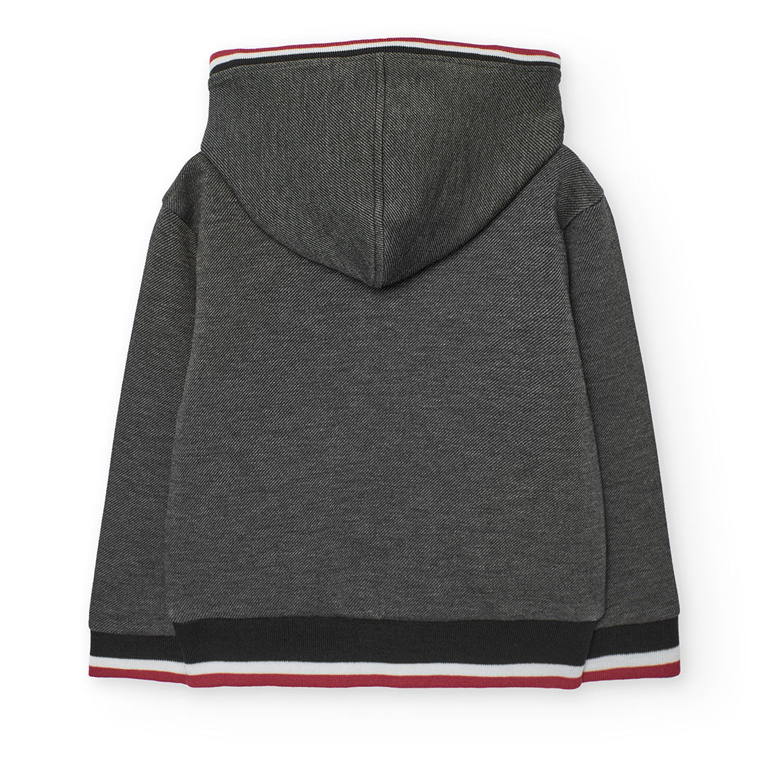 Felpa bambino nera bordo rosso e bianco