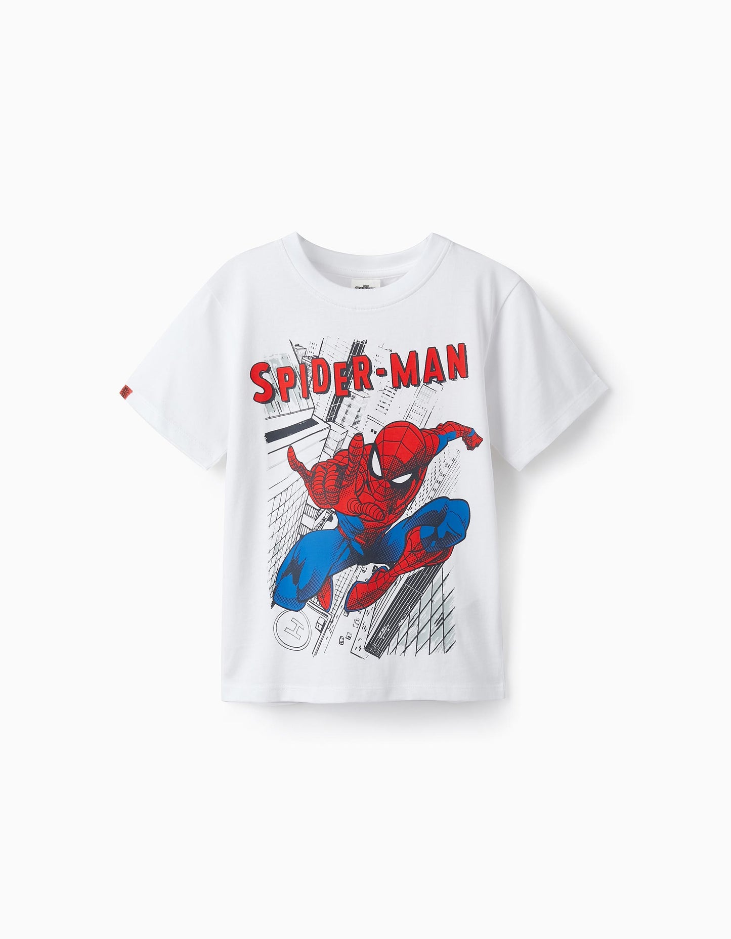 Maglietta in cotone per bambino "Spiderman" bianco