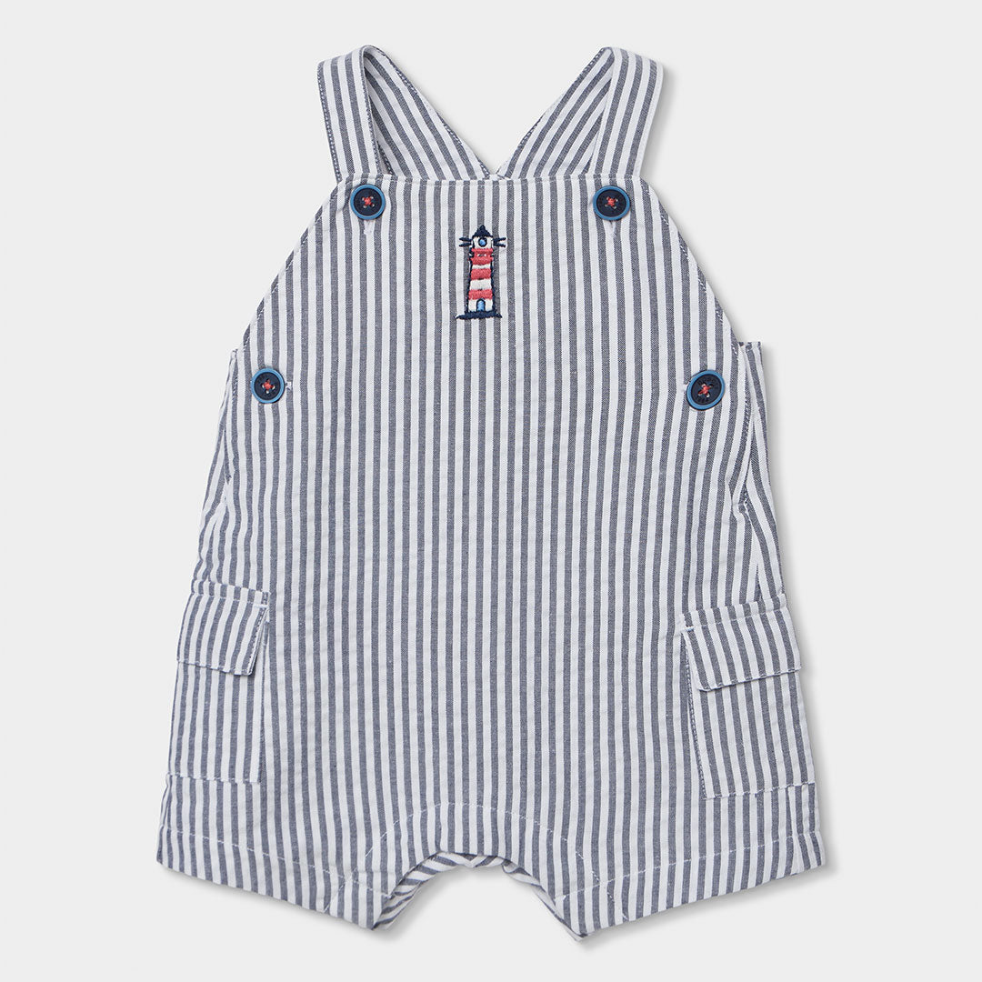 Completo salopette e body neonato cotone bianco blu