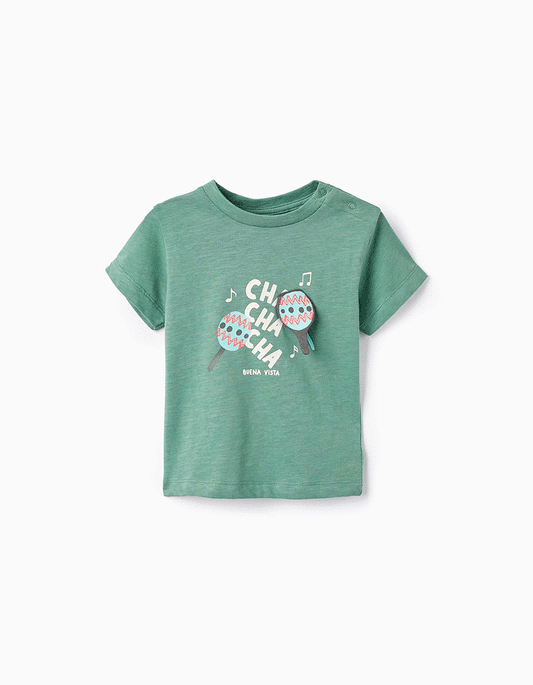 T-shirt in cotone per neonato "maracas", verde