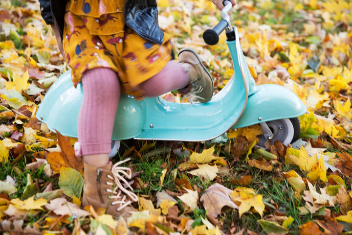 Ambosstoys - PRIMO Scooter cavalcabile artigianale in metallo - colore turchese