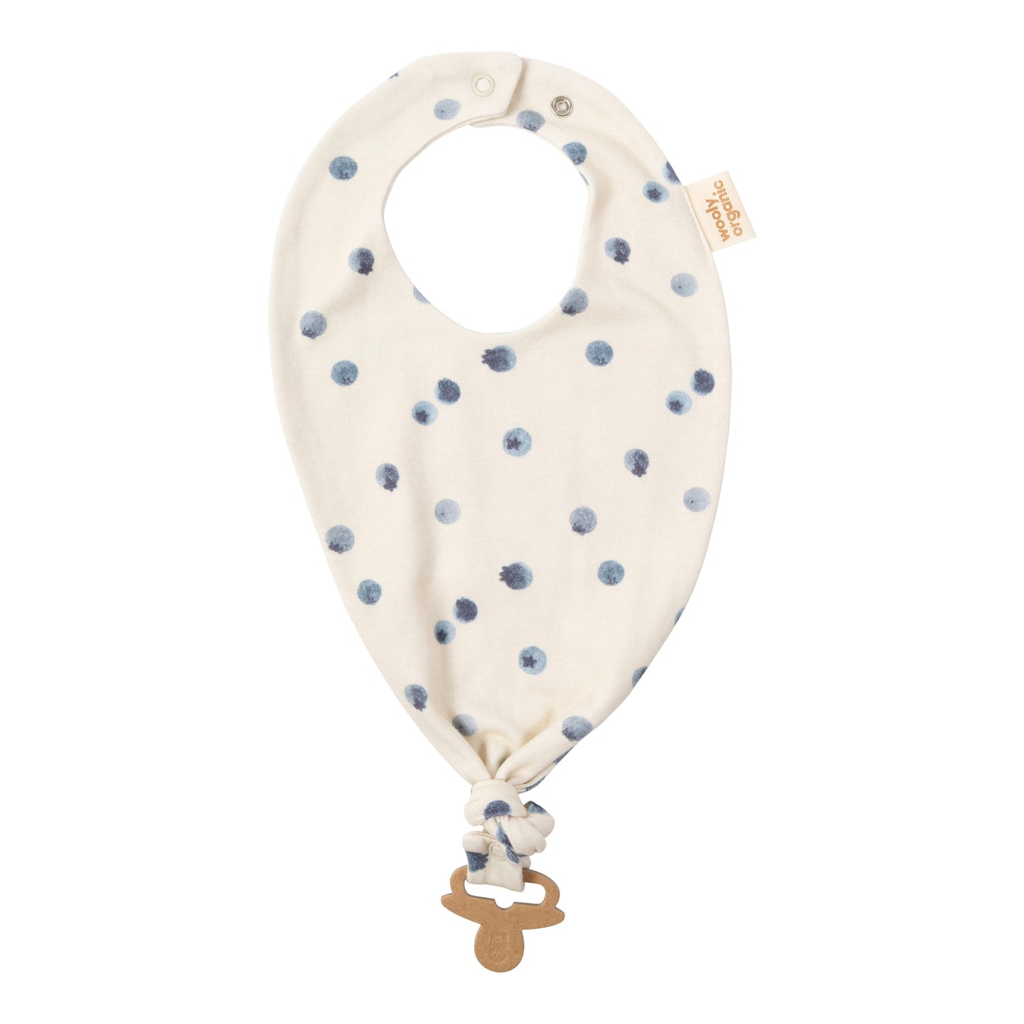 Bavaglino con ferma ciuccio - cotone GOTS - brezza di mirtilli