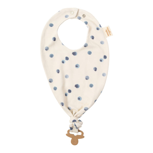 Bavaglino con ferma ciuccio - cotone GOTS - brezza di mirtilli