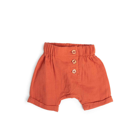 Pantaloncini Moulin Roty arancioni 100% mussola di cotone
