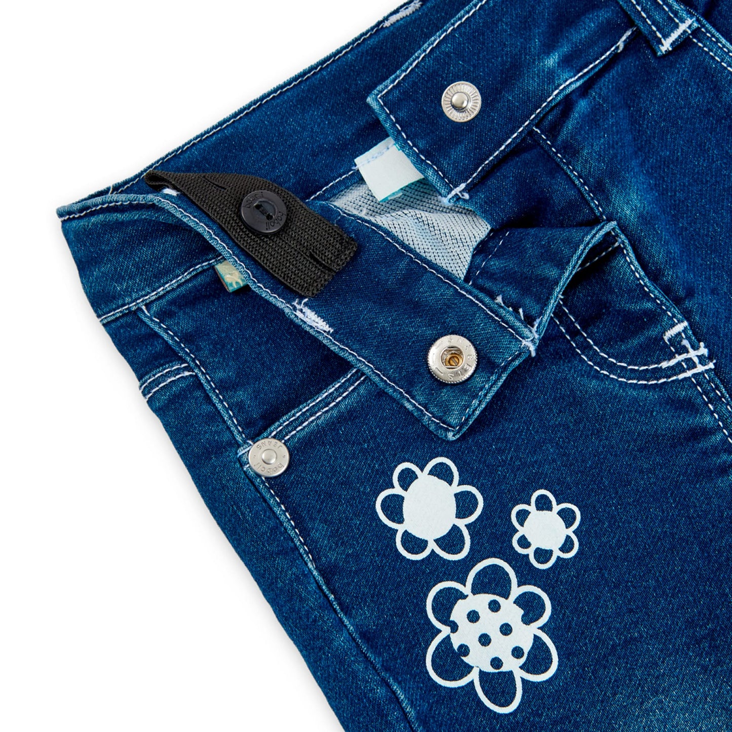 Pantaloni jeans denim da bambina stampa fiori