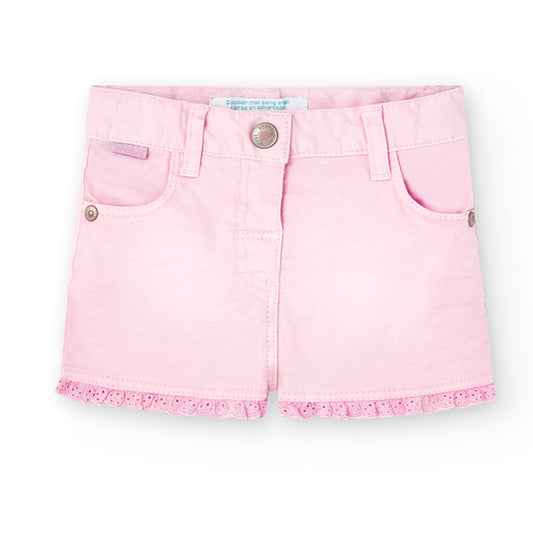 Pantaloncini in gabardine elasticizzati da bambina rosa