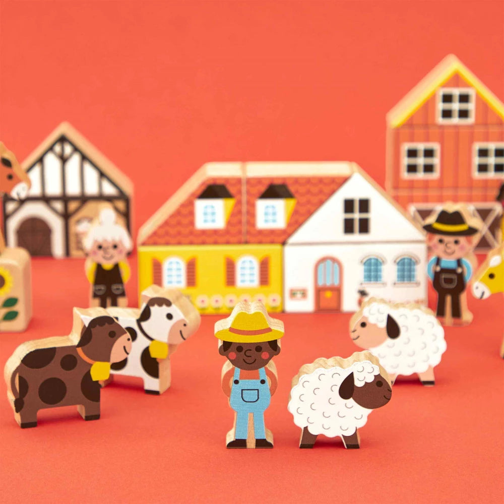 Set di 34 blocchi di legno Campagna - Cross Roads