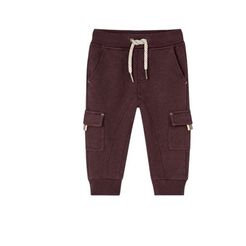 Pantaloni felpati marrone-bordeaux con tasconi