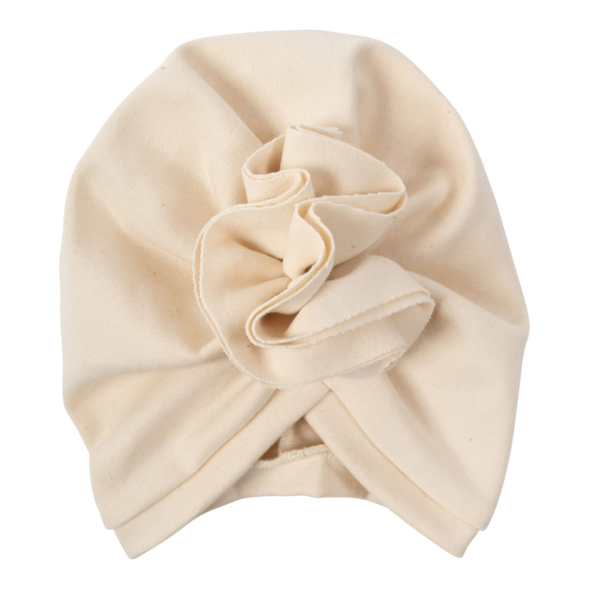 Cappello turbante con volant - bianco - cotone GOTS