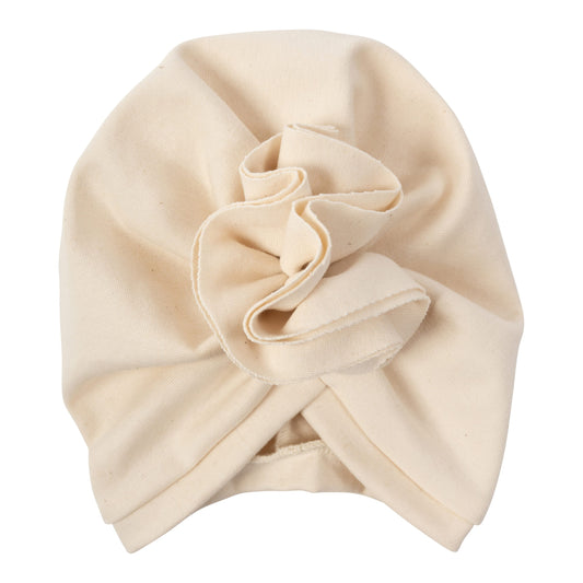 Cappello turbante con volant - bianco - cotone GOTS