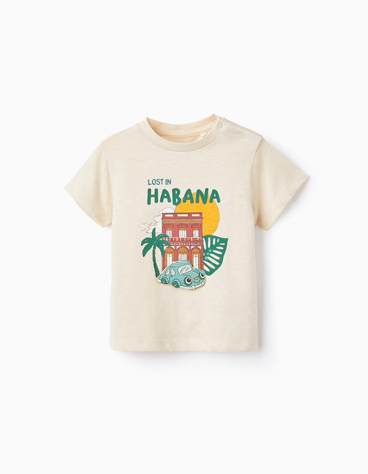 T-shirt in cotone per neonato 'macchinina', beige