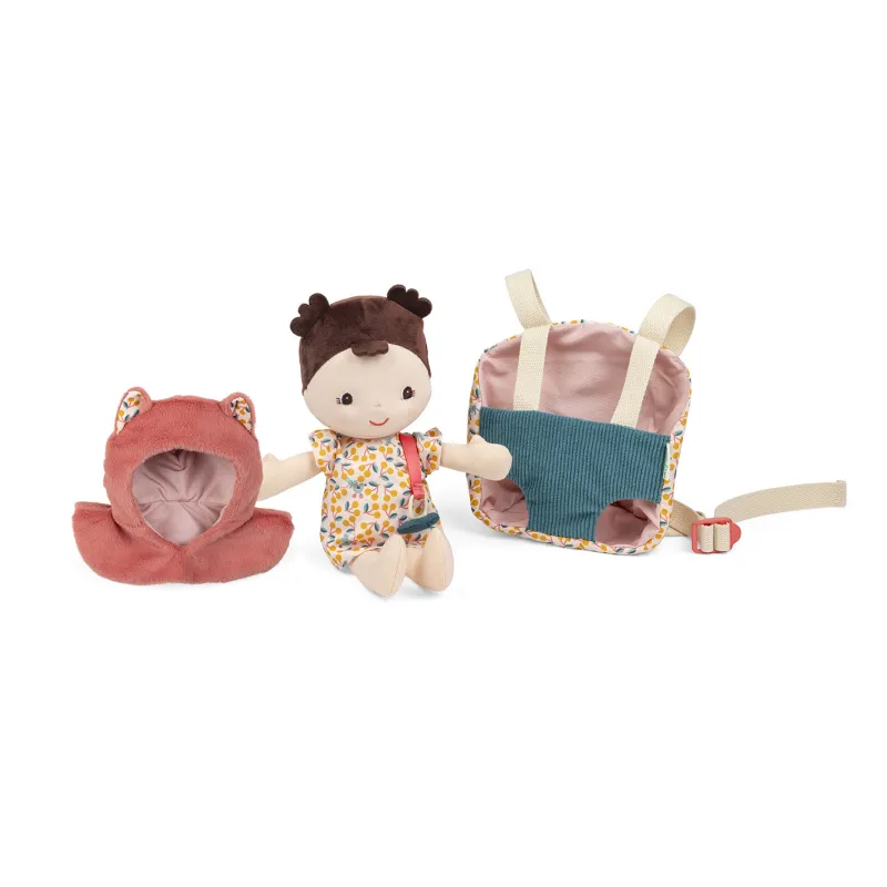 Bambola di stoffa Jeanne e marsupio porta-bebè