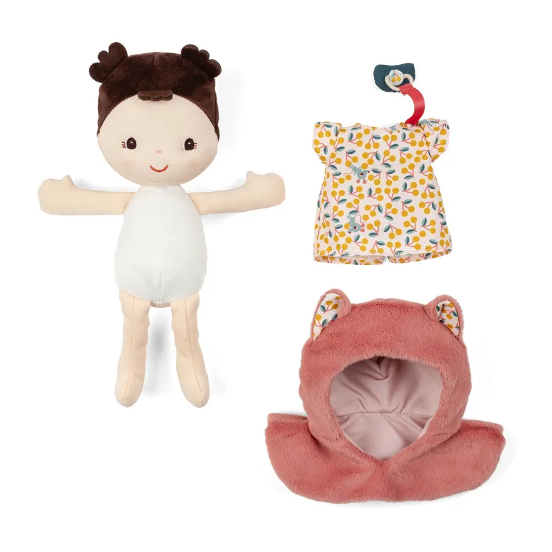Bambola di stoffa Jeanne e marsupio porta-bebè