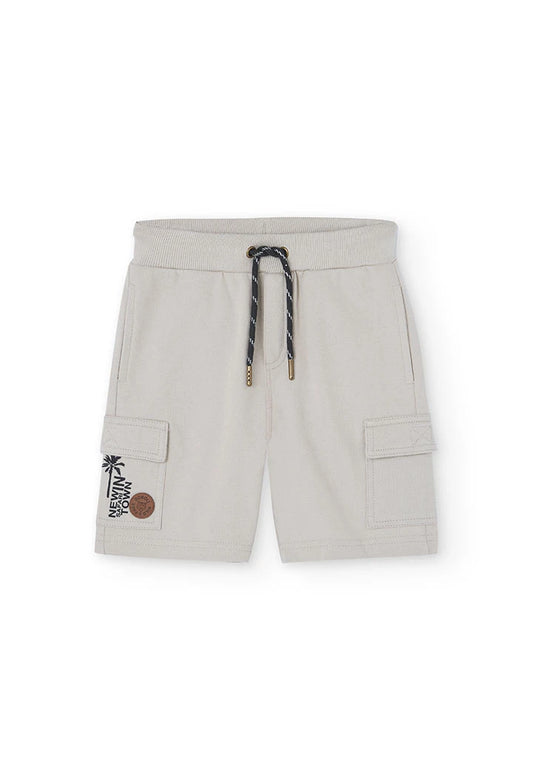 Bermuda pantaloncini cotone da bambino beige pietra